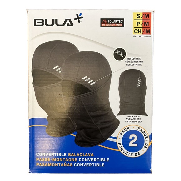 2pk Reflective Convertible Balaclava S/M BlackConvertible face mask S/M - Picture 1 of 5